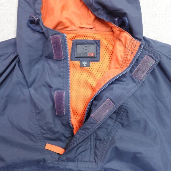 Vintage Structure Jacket Large Blue Anorak Nylon 1/4 Zip Cinch Waist - Picture 3 of 12